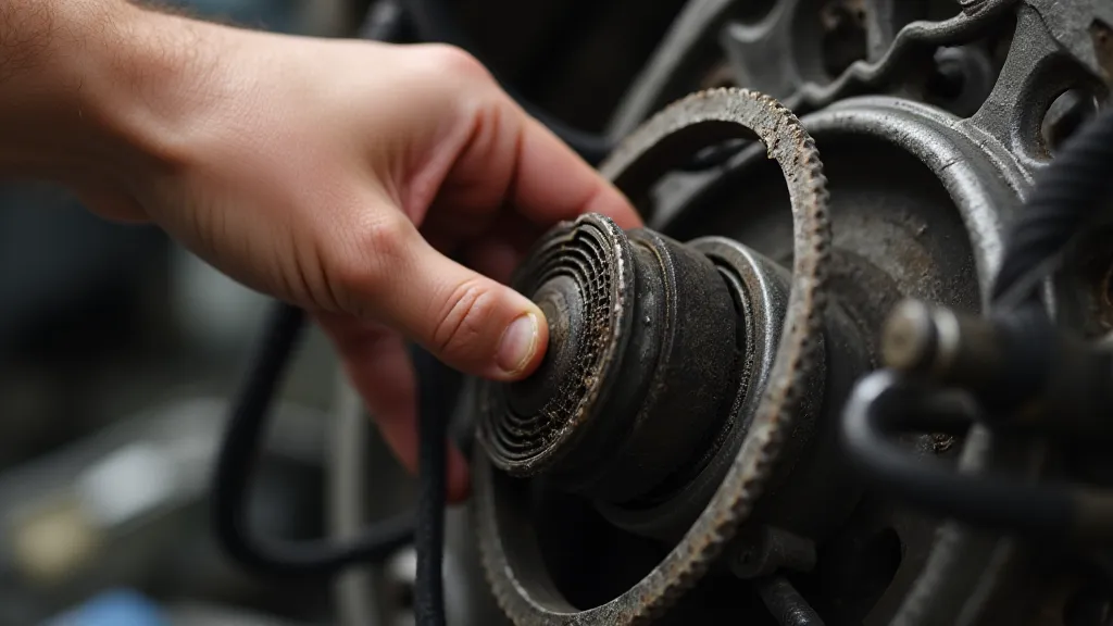 Removing an old drive belt from a pulley